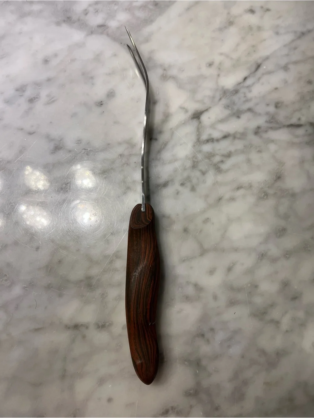Cutco Two-Prong Carving Fork with Brown Wood Handle